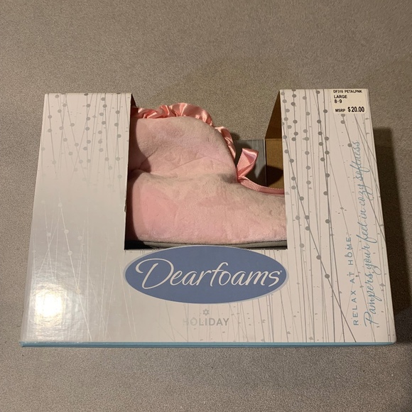 NIB Dearfoams Pink Slippers sz L (8-9) - Picture 1 of 3